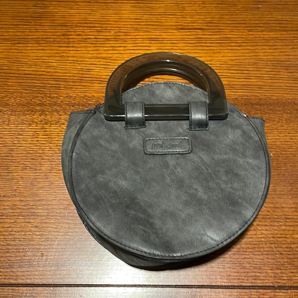 Y2k vintage 90’s wet seal faux leather plastic handle purse. Dark gray 8”
